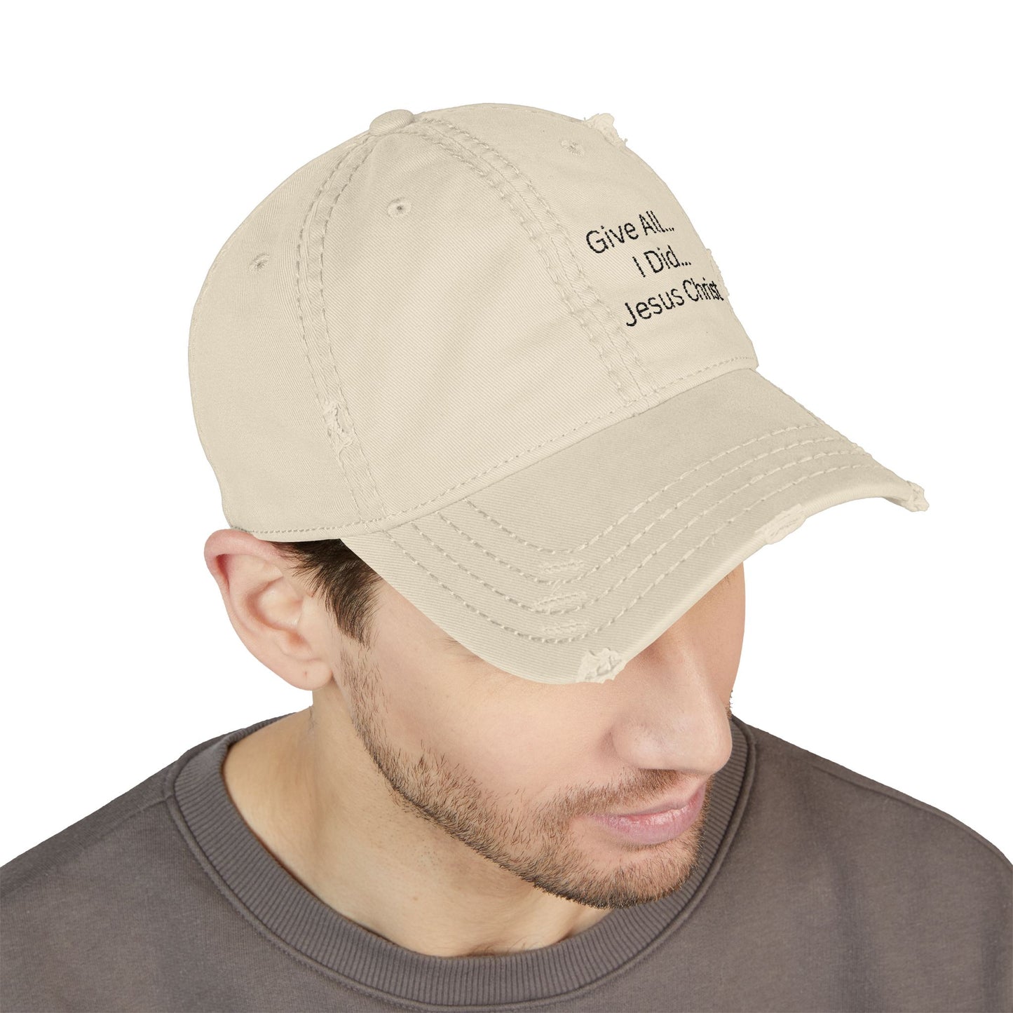 Embroidered Dad Hat - Inspirational Jesus Christ Distressed Cap