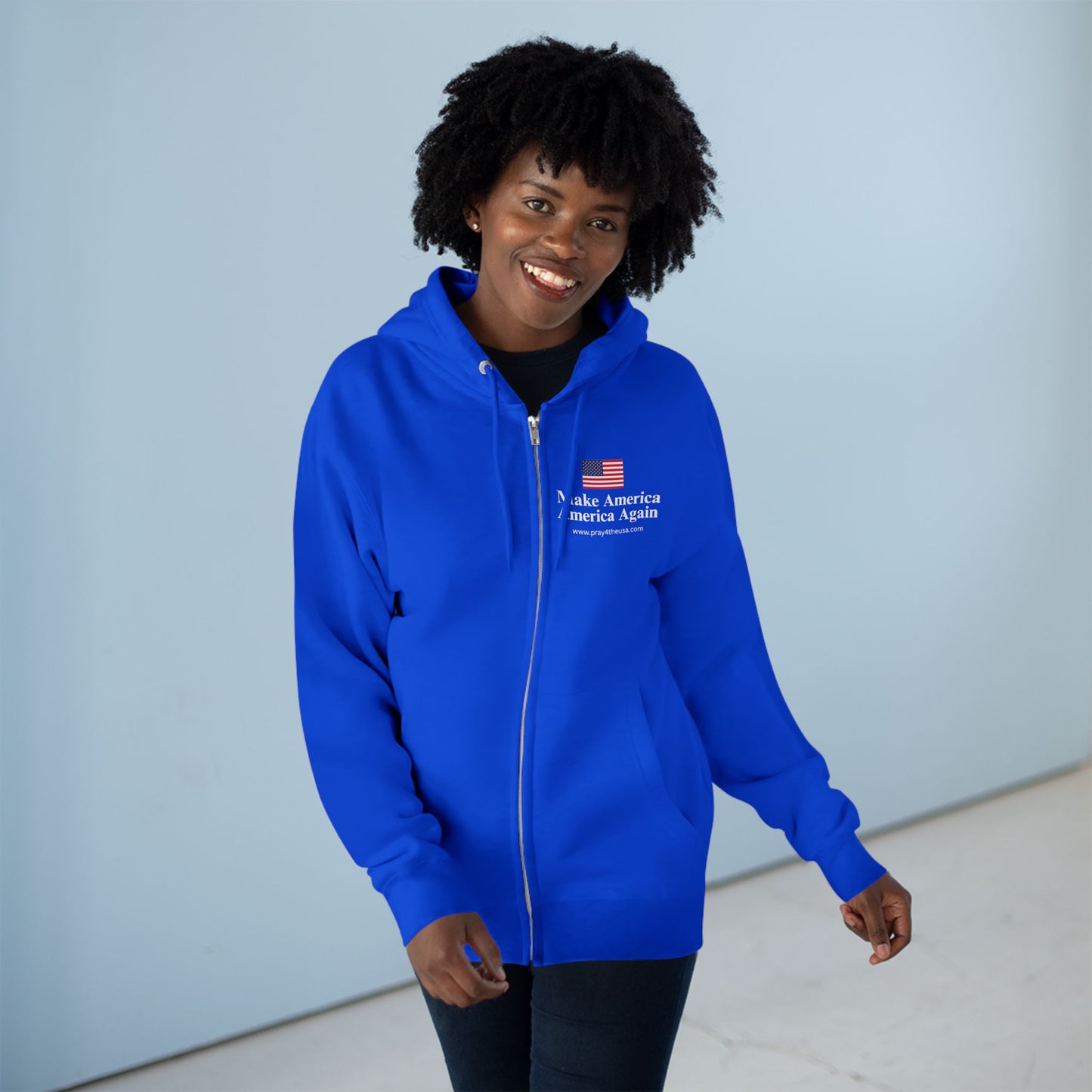 Zip Hoodie - Make America America Again with Flag Design