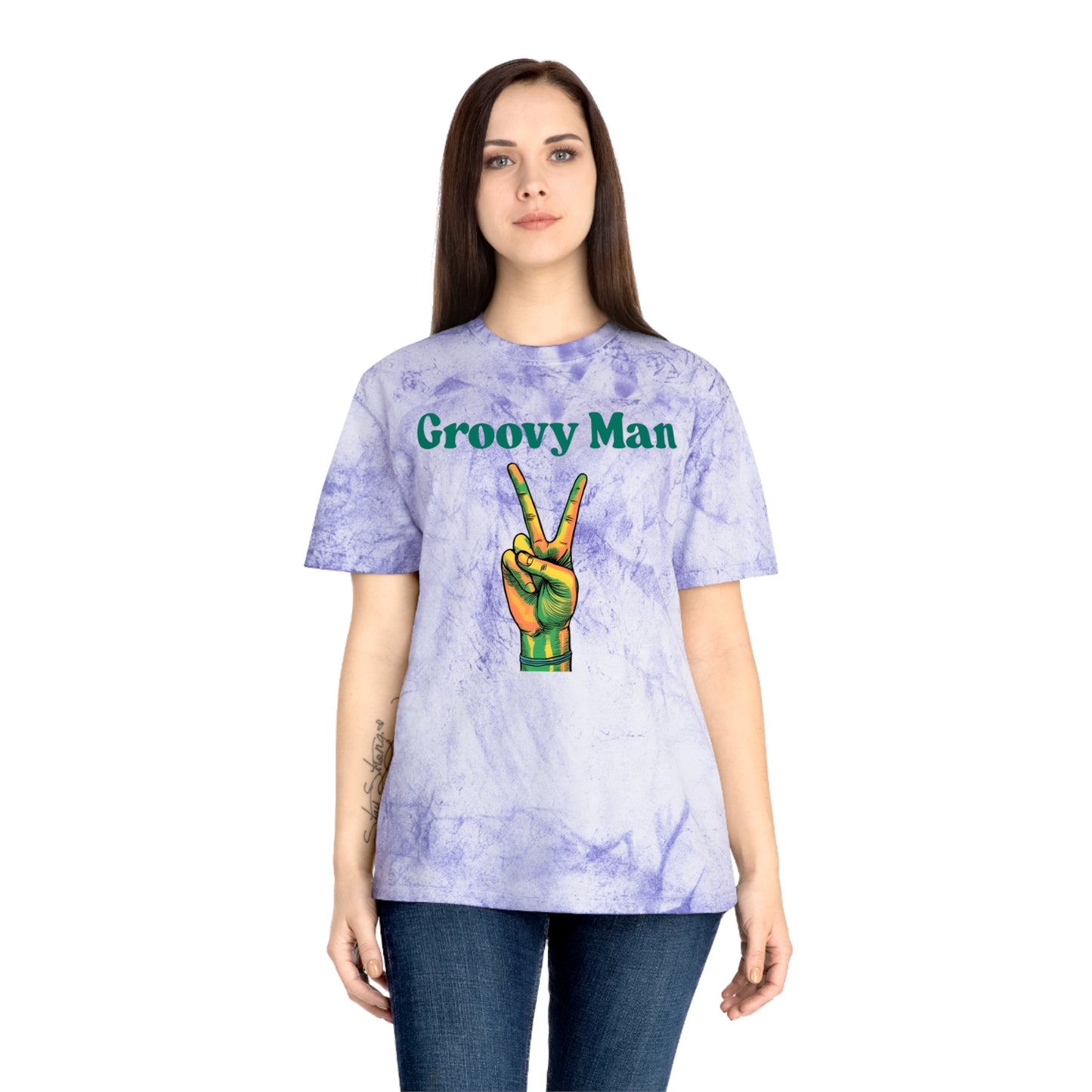 Retro Groovy Man Color Blast T-Shirt - Peace Sign Tee