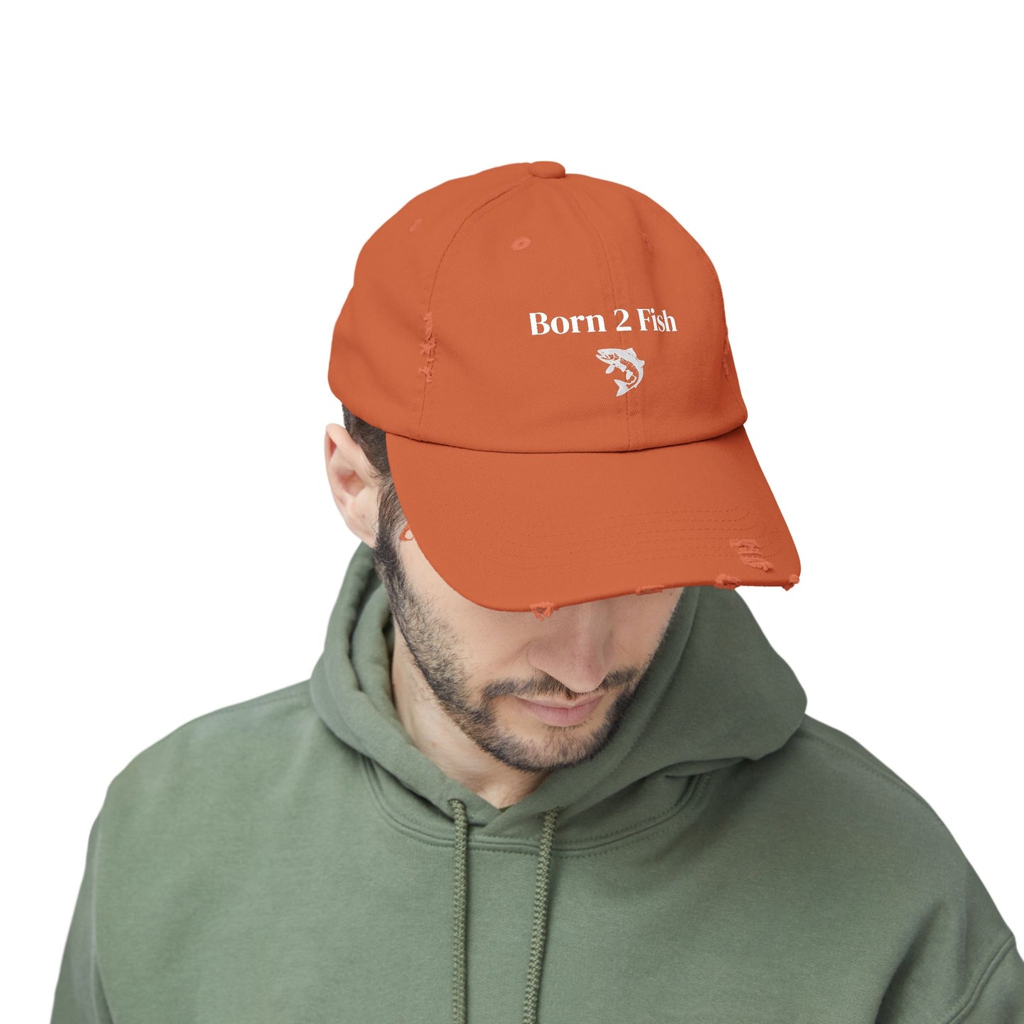 Born 2 Fish-Distressed Fishing Cap