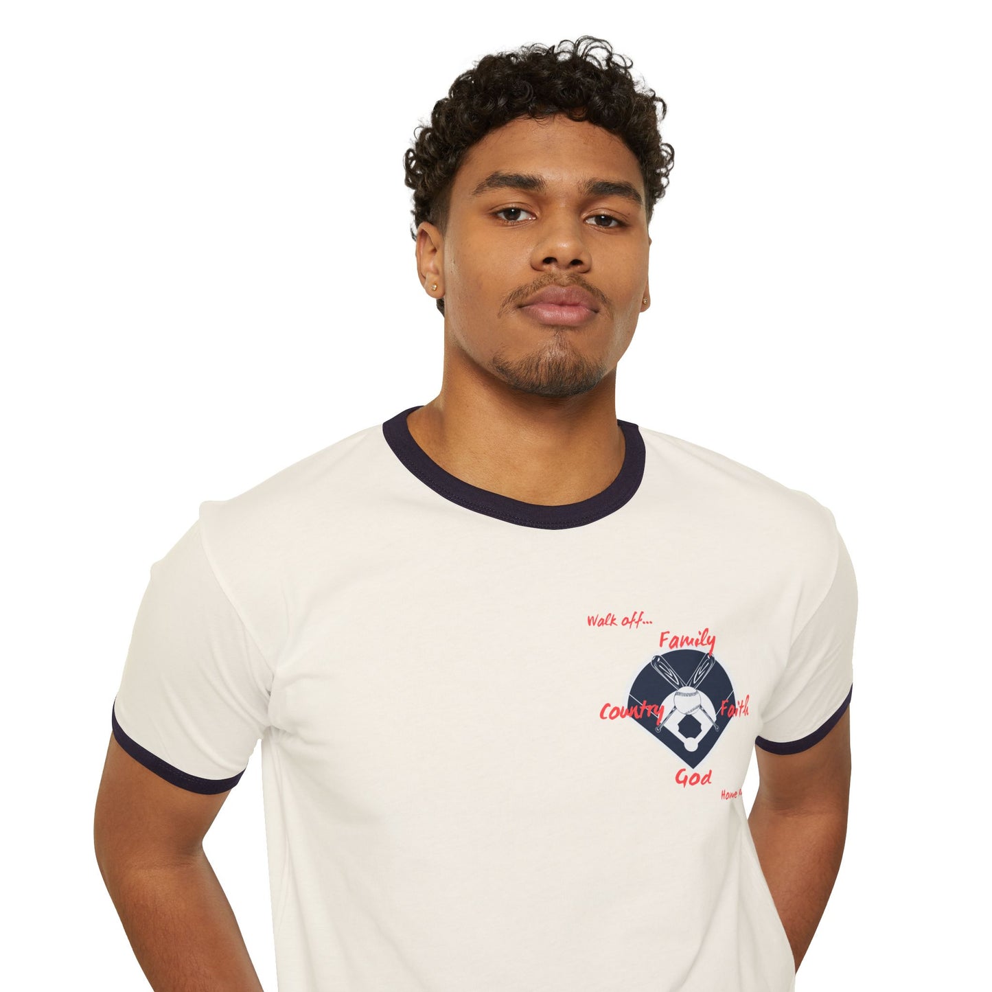 Baseball Family and Faith Vibes Ringer T-Shirt