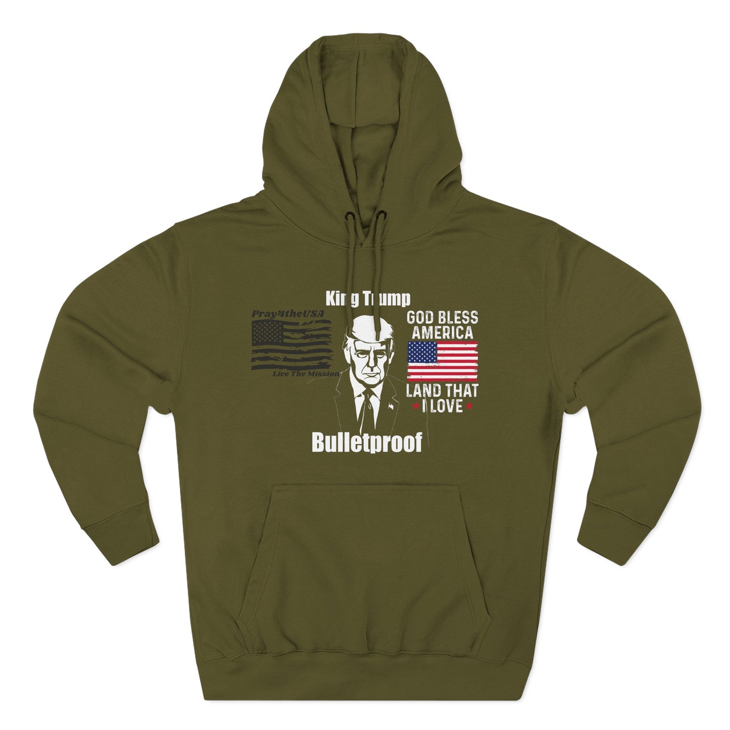 King Trump-Patriotic Three-Panel Fleece Hoodie | King Trump Bullet Proof-Cozy Design