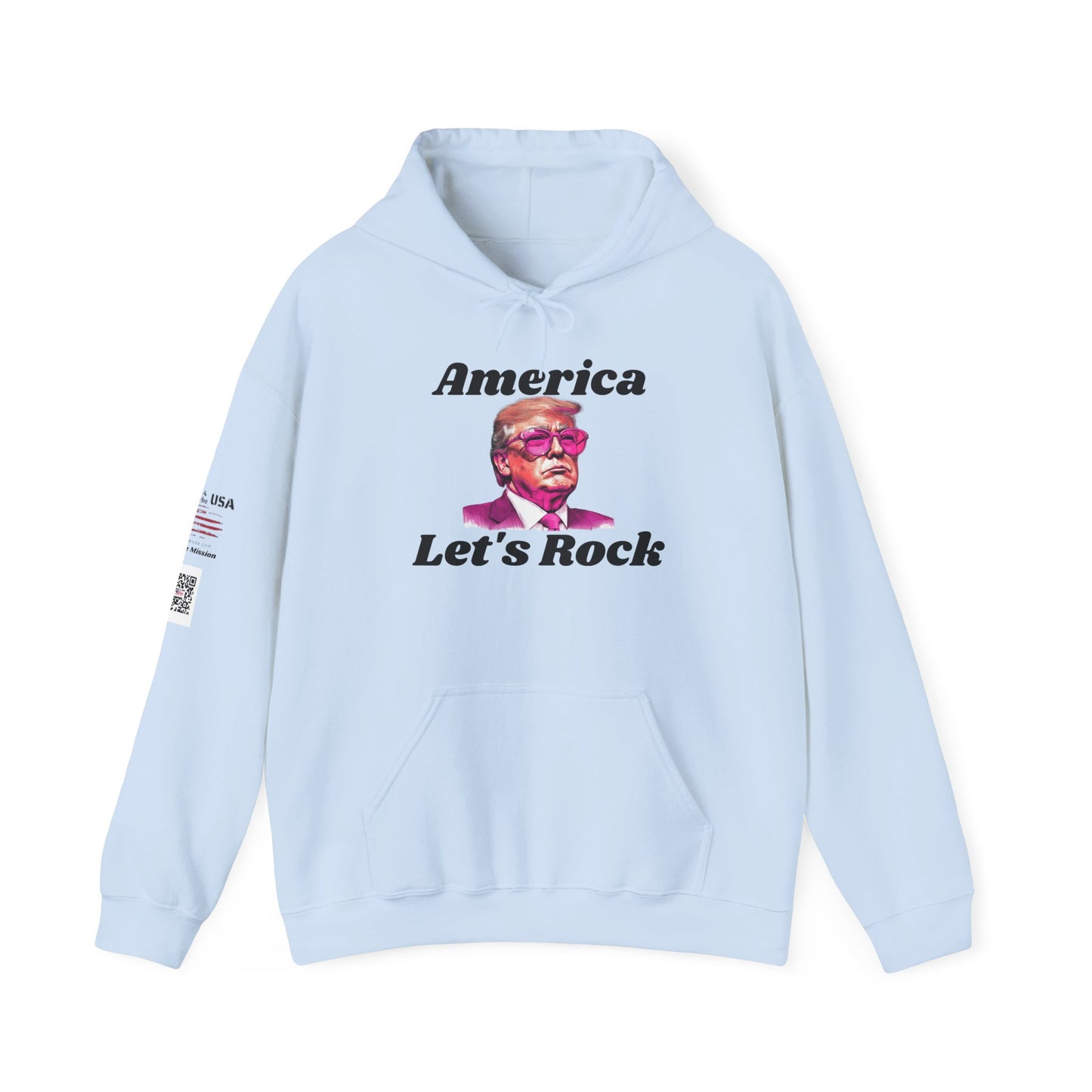 Retro 'America Let's Rock Hoodie - Perfect for Patriots, MAGA, Independence Day, Gift for Him or Her