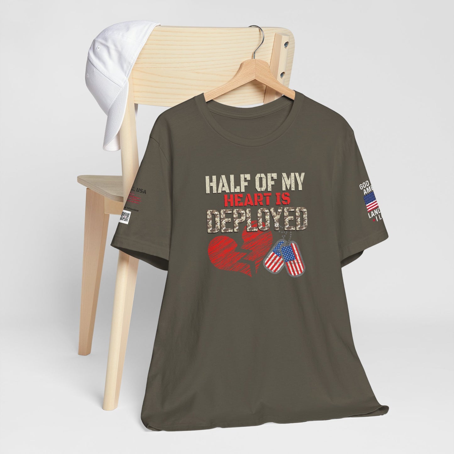 Half of My Heart is Deployed Tee - Military Family Support Shirt, Deployment Gift, Patriotic Apparel, Heartfelt [...]