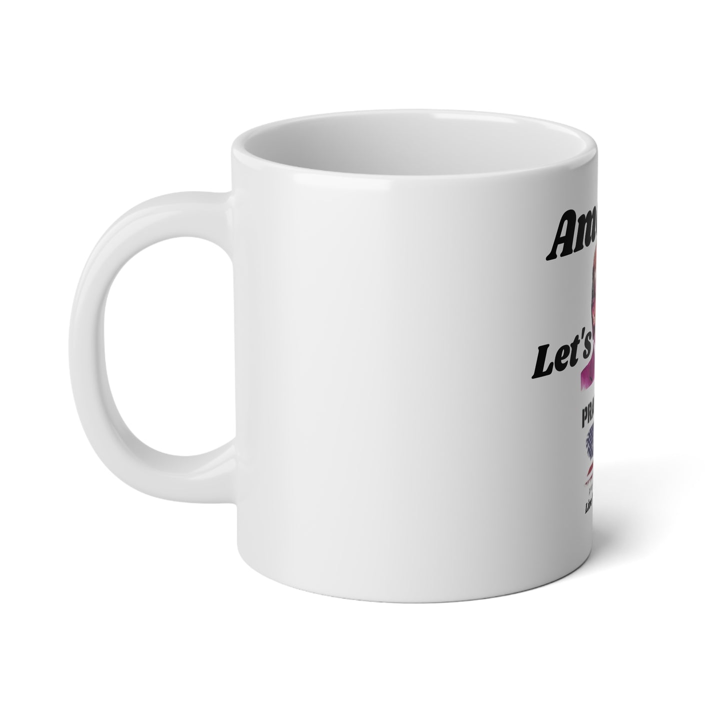 Patriotic Jumbo Mug: "America, Let's Rock!" Coffee Cup, 20oz for MAGA supporter's, Gift for Trump Fans, Political Humor