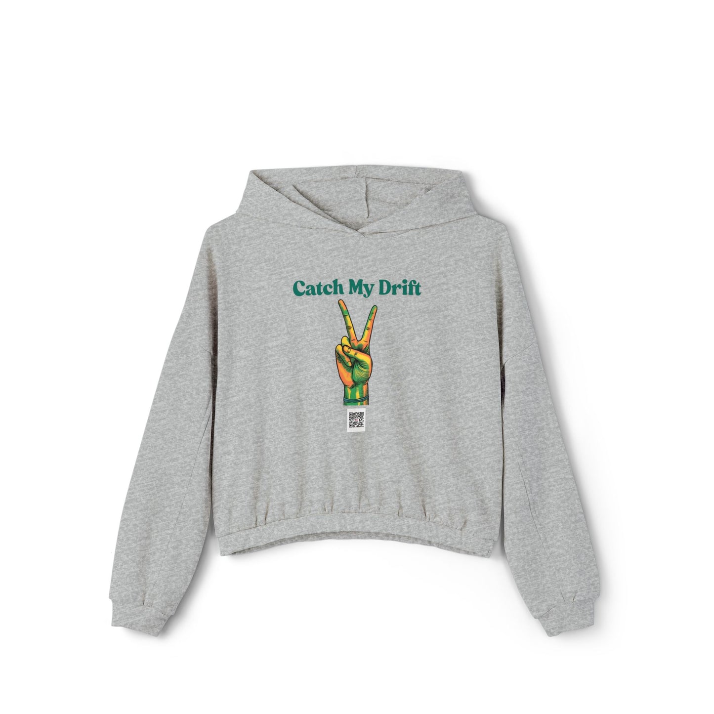 Catch My Drift Women's Cinched Bottom Hoodie, Peace Sign Sweatshirt, Trendy Casual Hoodie, Gift for Her, Cozy Streetwear