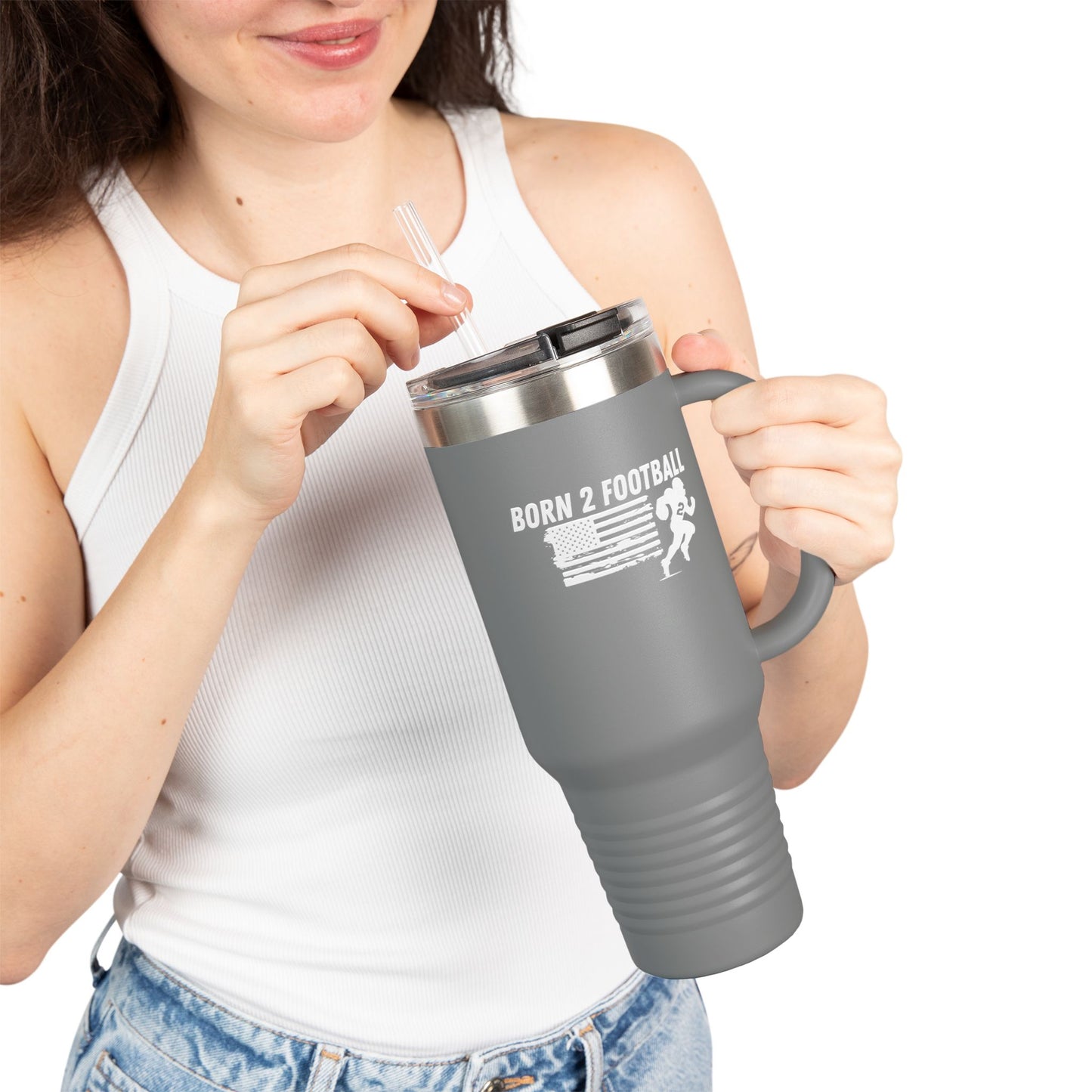 Born 2 Football-Football Insulated Travel Mug | 40oz Sports Cup for Fans