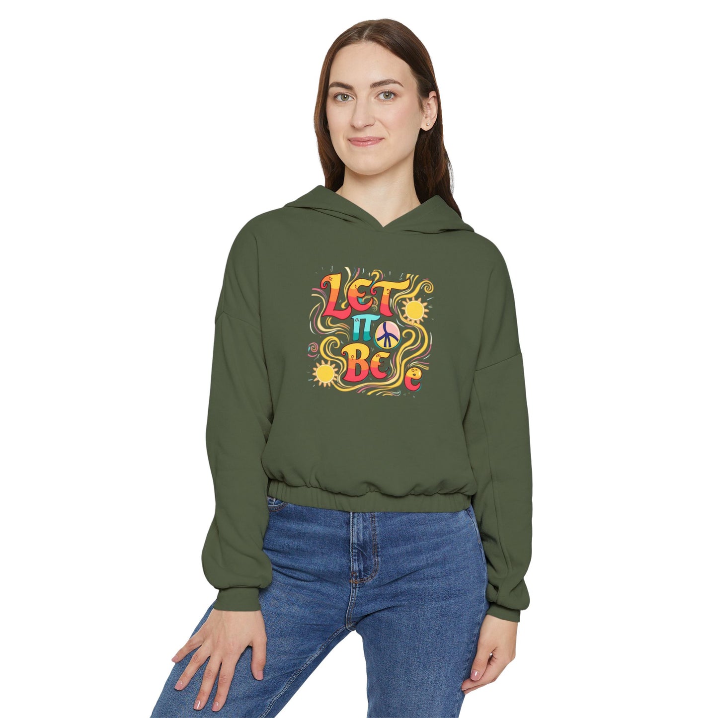 Let it Be-Bohemian Cinched Hoodie, Graphic Hoodie, Casual Wear, Festival Clothing, Gift for Her, Let It Be Design, Cozy Fashion
