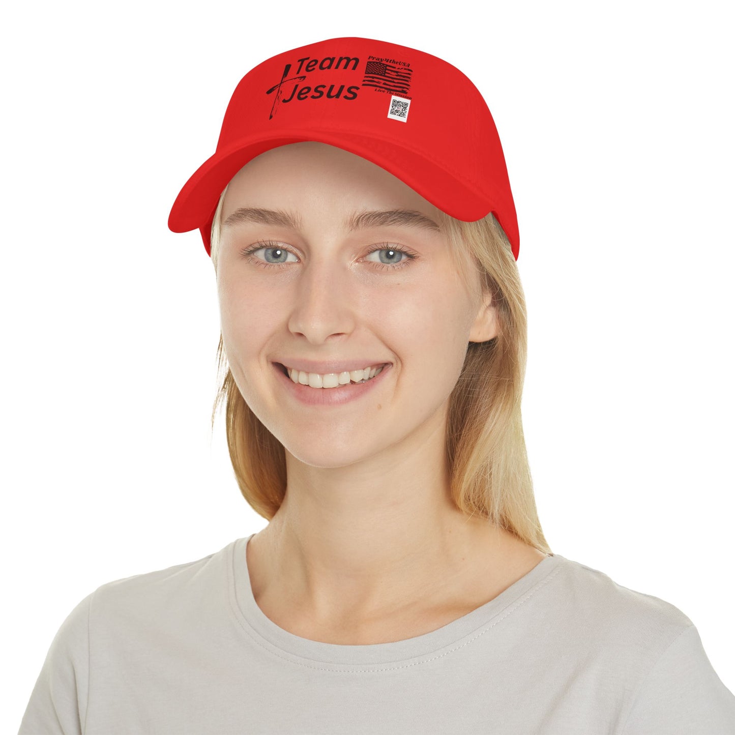 Team Jesus Low Profile Baseball Cap — Faith-Based Christian Hat with Cross & Flag
