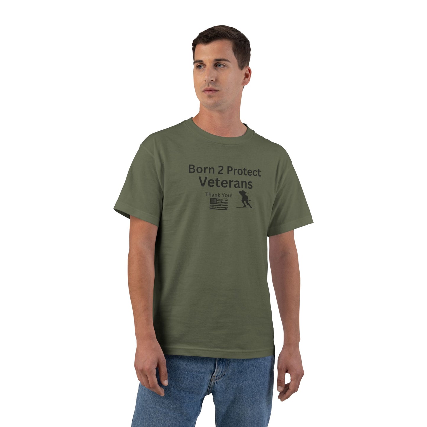 Born 2 Protect-Veterans Appreciation T-Shirt - Beefy-T® Short-Sleeve
