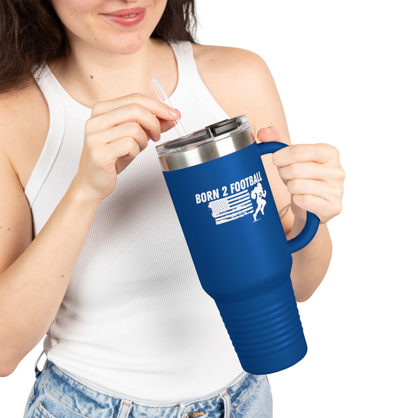 Born 2 Football-Football Insulated Travel Mug | 40oz Sports Cup for Fans