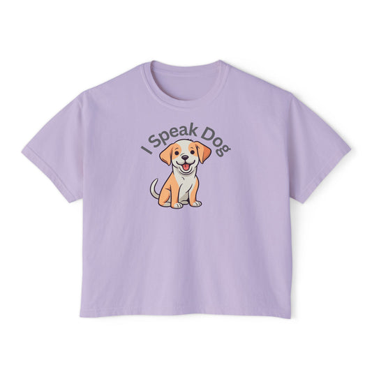 I Speak Dog-Boxy Tee Women's I Speak Dog Graphic - Cute Animal Lover Shirt