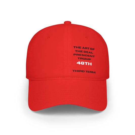 Red Low Profile Baseball Cap - The Art of The Deal, President Trump 48th Third Term
