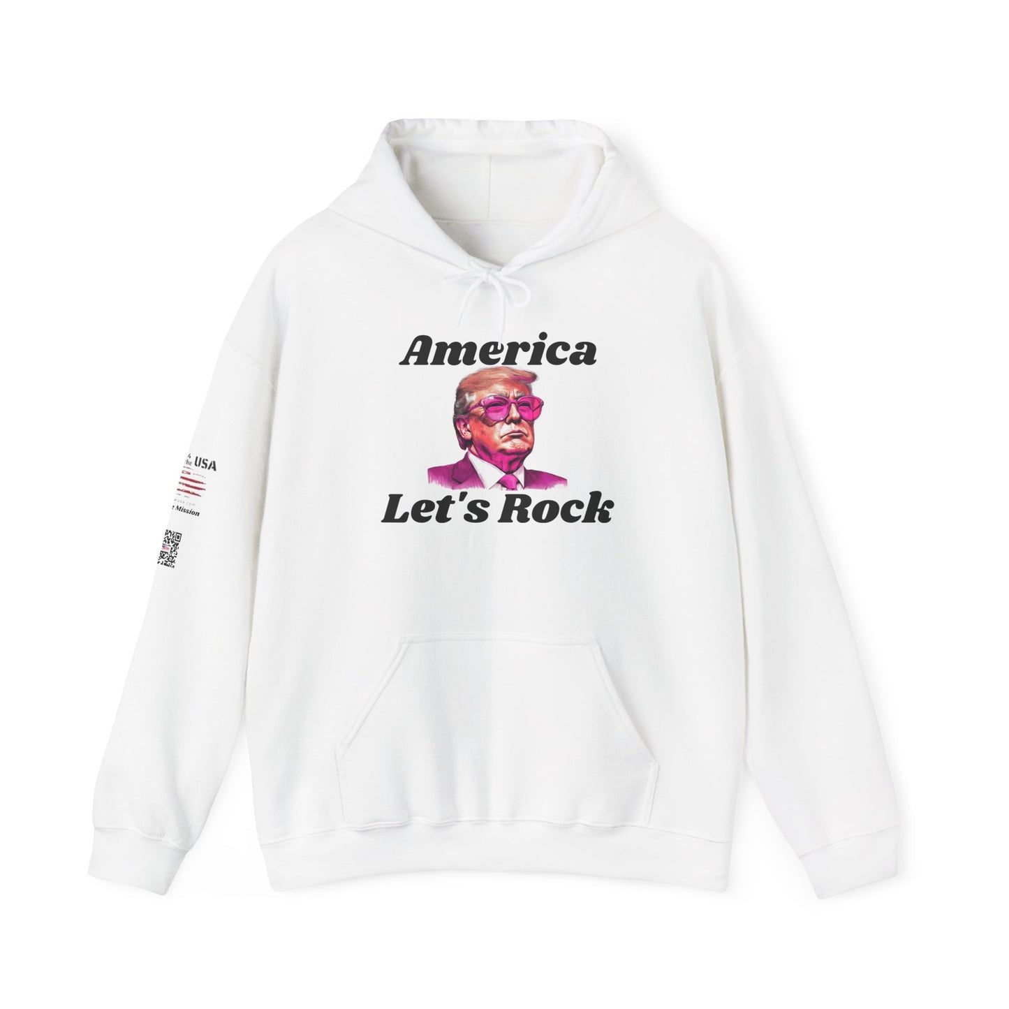 Retro 'America Let's Rock Hoodie - Perfect for Patriots, MAGA, Independence Day, Gift for Him or Her