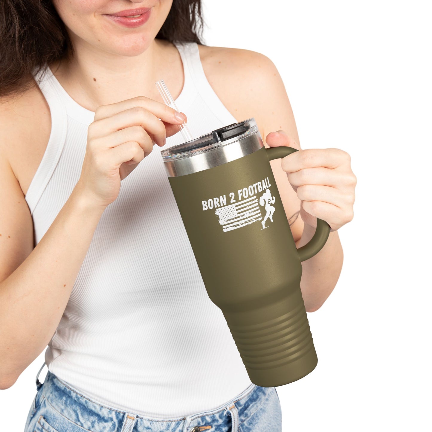 Born 2 Football-Football Insulated Travel Mug | 40oz Sports Cup for Fans