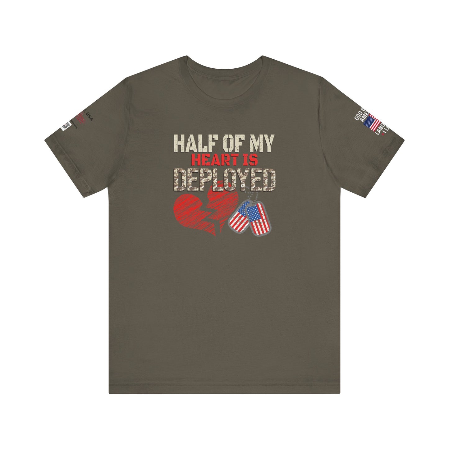 Half of My Heart is Deployed Tee - Military Family Support Shirt, Deployment Gift, Patriotic Apparel, Heartfelt [...]