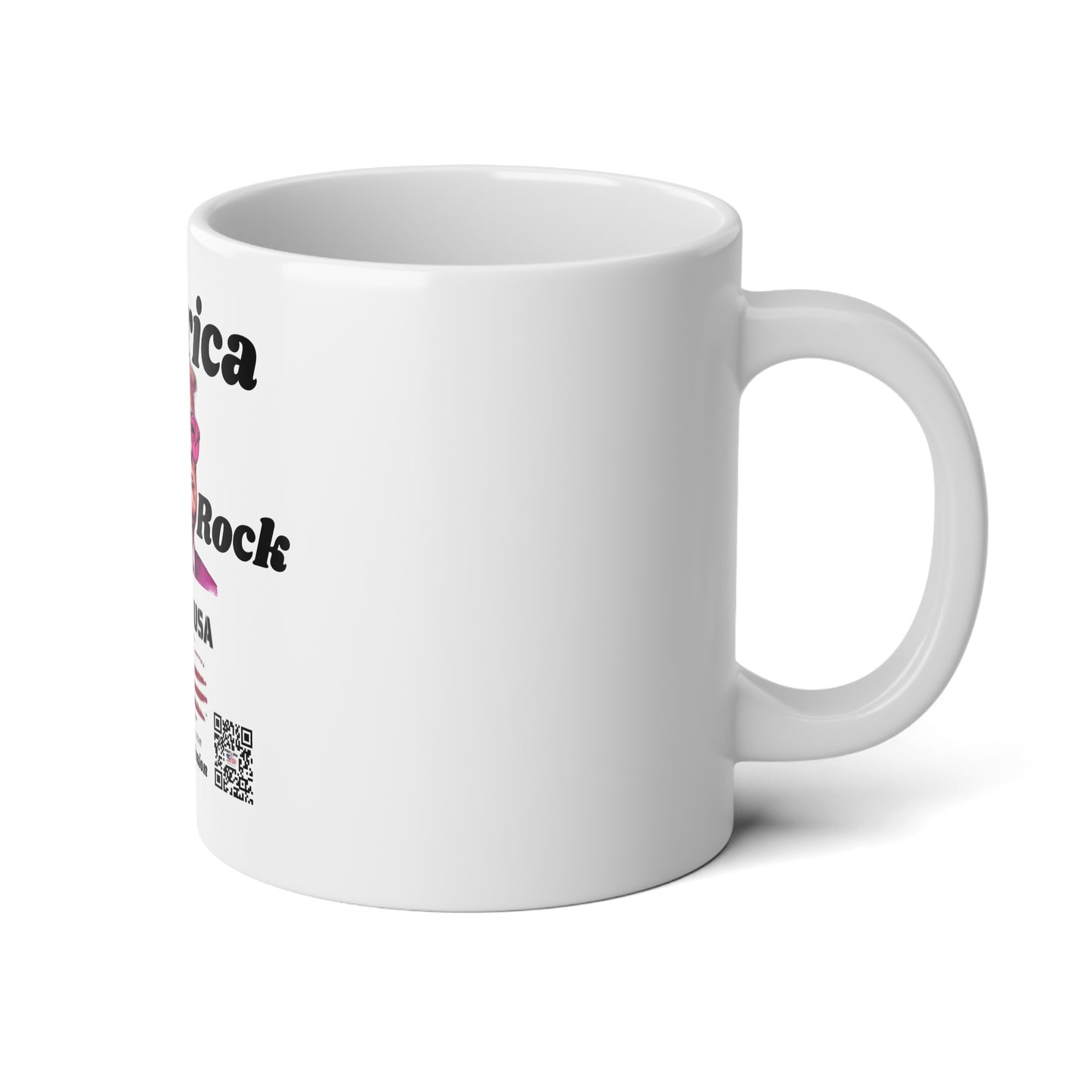 Patriotic Jumbo Mug: "America, Let's Rock!" Coffee Cup, 20oz for MAGA supporter's, Gift for Trump Fans, Political Humor