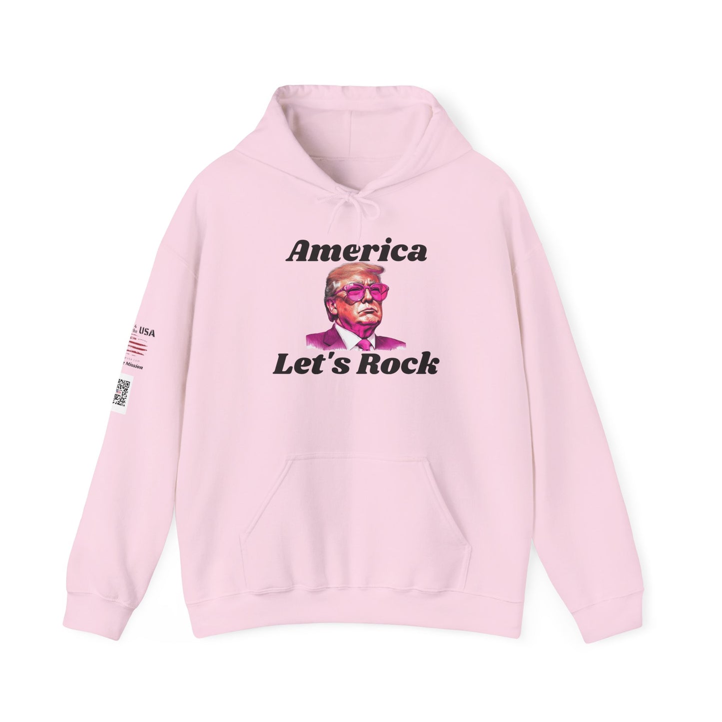Retro 'America Let's Rock Hoodie - Perfect for Patriots, MAGA, Independence Day, Gift for Him or Her