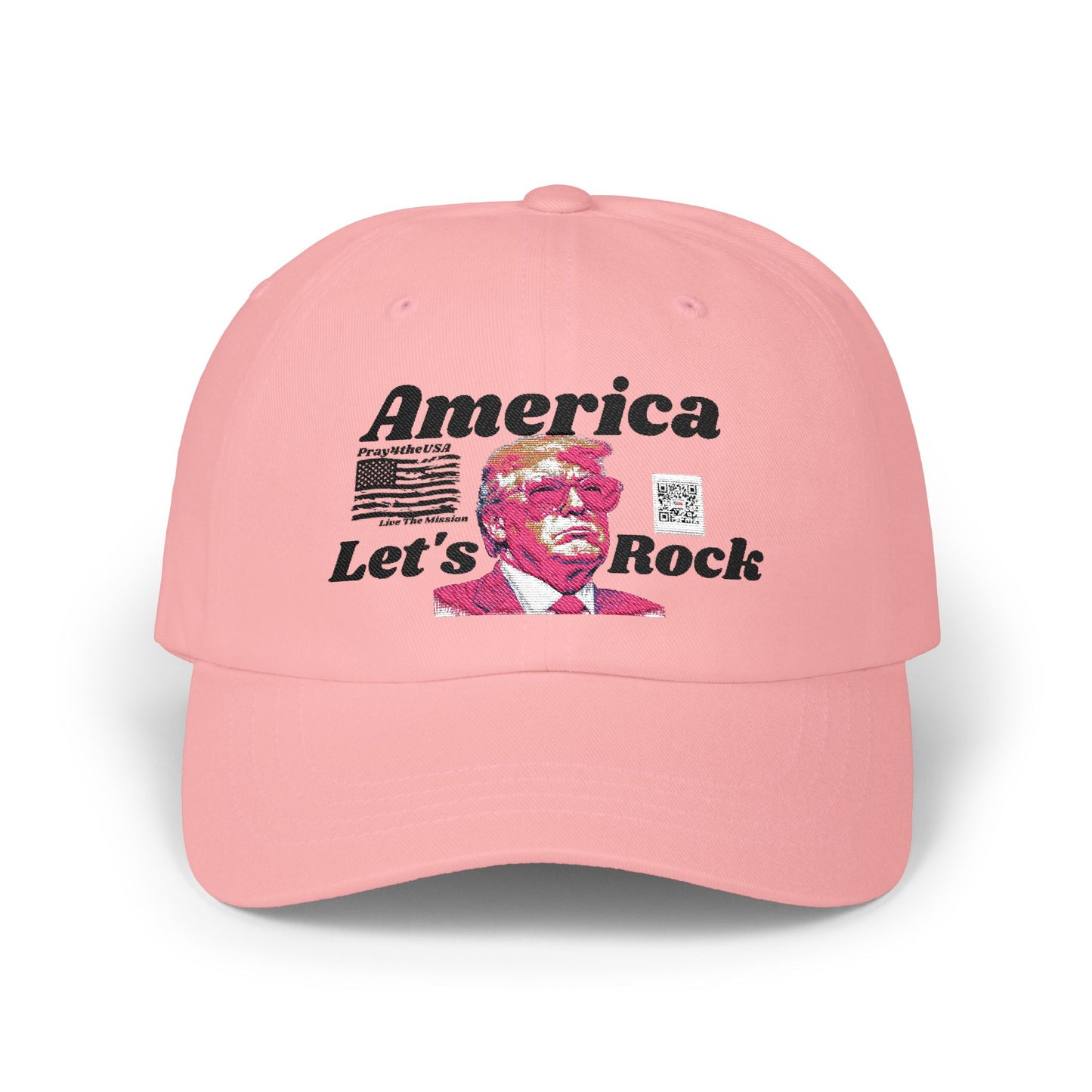 Classic 'America Let's Rock' Design - Adjustable Baseball Hat, Perfect for MAGA and Patriots.