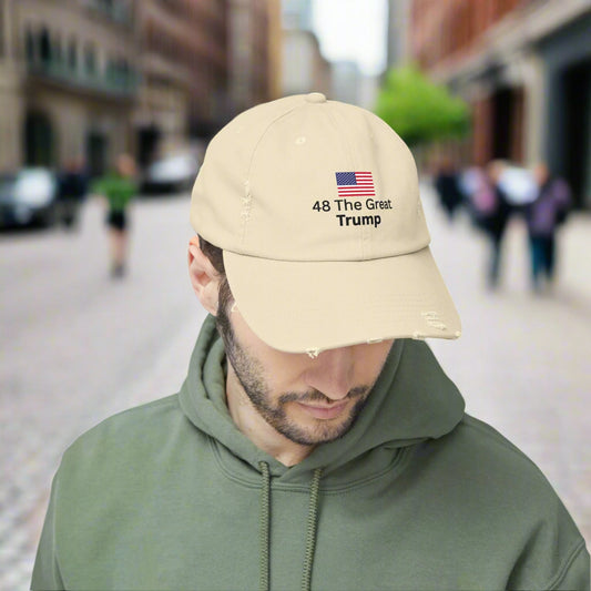 Cap - 48 The Great Trump with American Flag Distressed Unisex