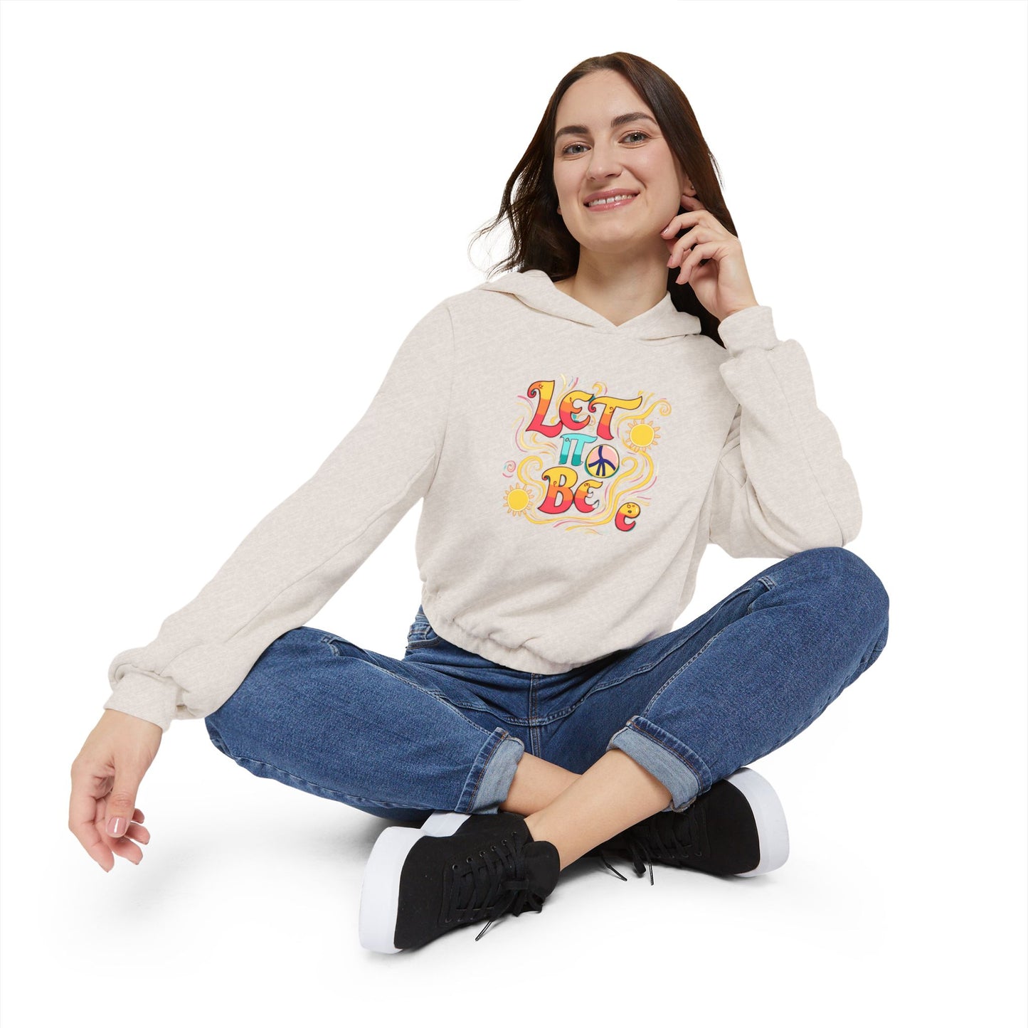 Let it Be-Bohemian Cinched Hoodie, Graphic Hoodie, Casual Wear, Festival Clothing, Gift for Her, Let It Be Design, Cozy Fashion