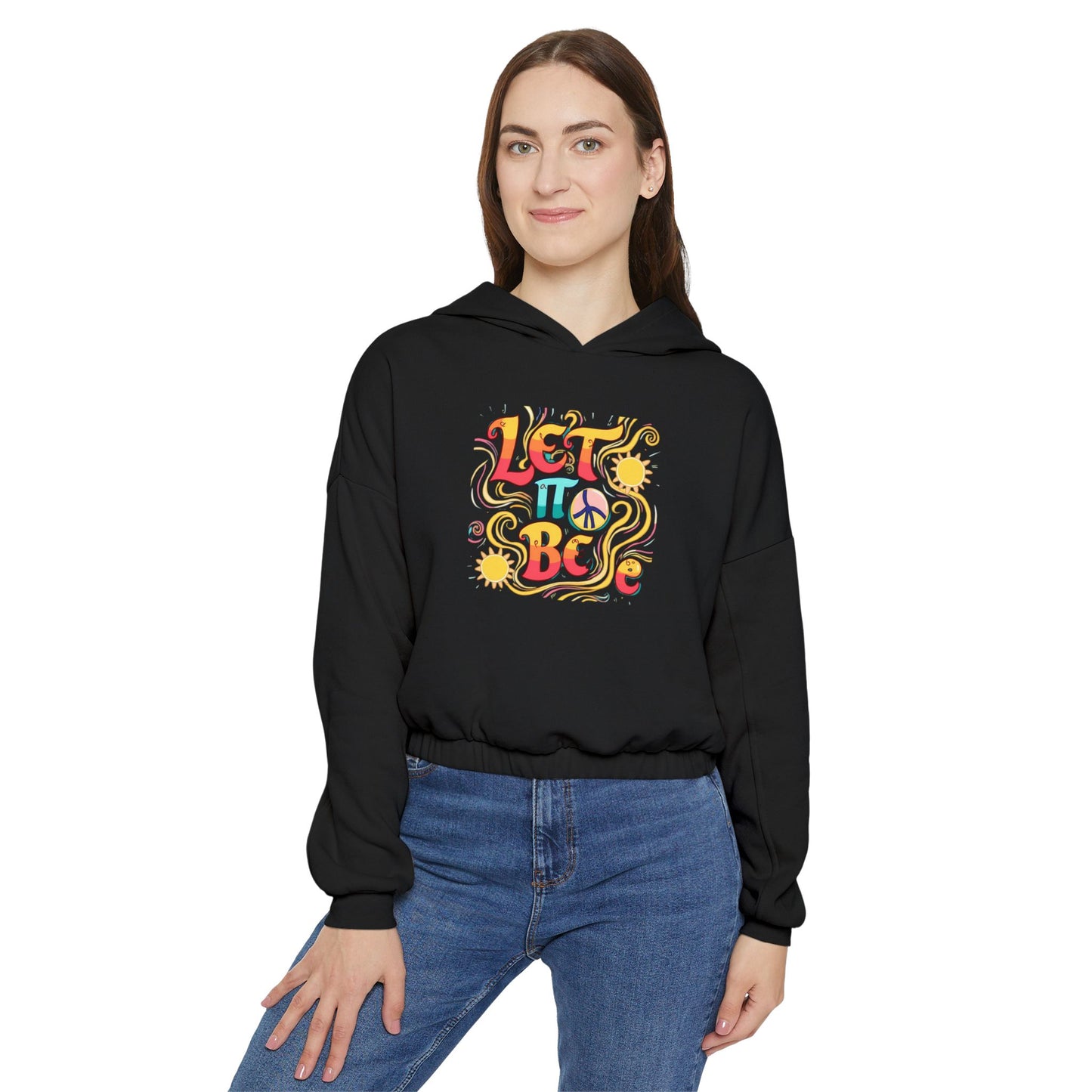Let it Be-Bohemian Cinched Hoodie, Graphic Hoodie, Casual Wear, Festival Clothing, Gift for Her, Let It Be Design, Cozy Fashion