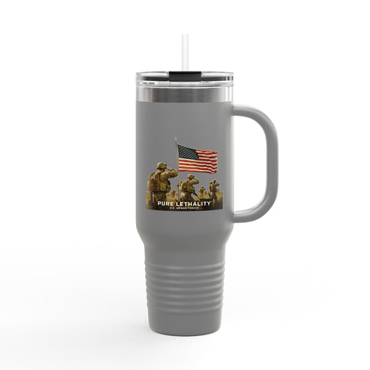 Patriotic Insulated Travel Mug - 40oz | Pure Lethality Design for Veterans and Outdoor Enthusiasts