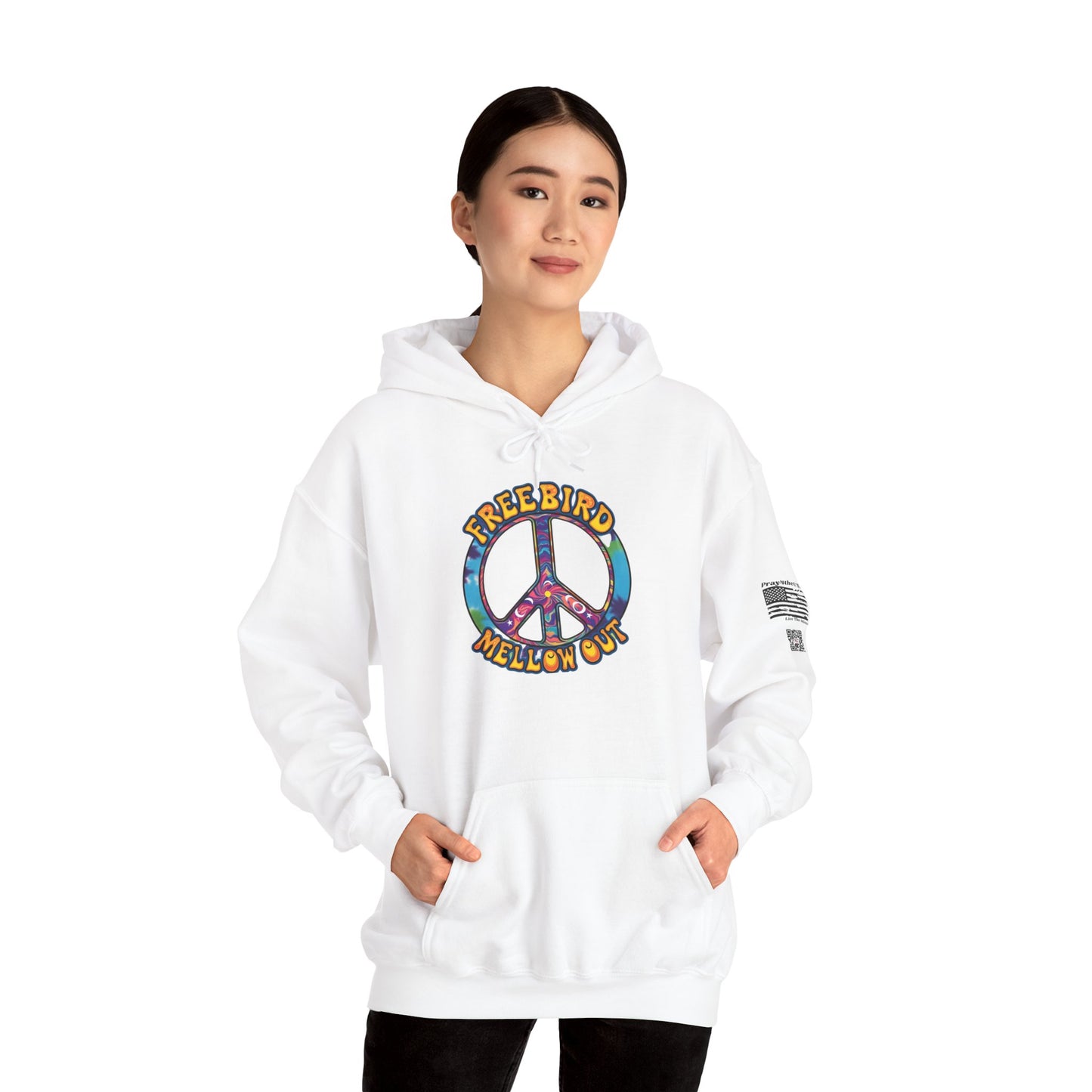 Freebird-Peaceful Vibes Hoodie, Comfortable Sweatshirt for Relaxation, Freebird Chill Out Gift, Cozy Casual Wear, Perfect for Festivals