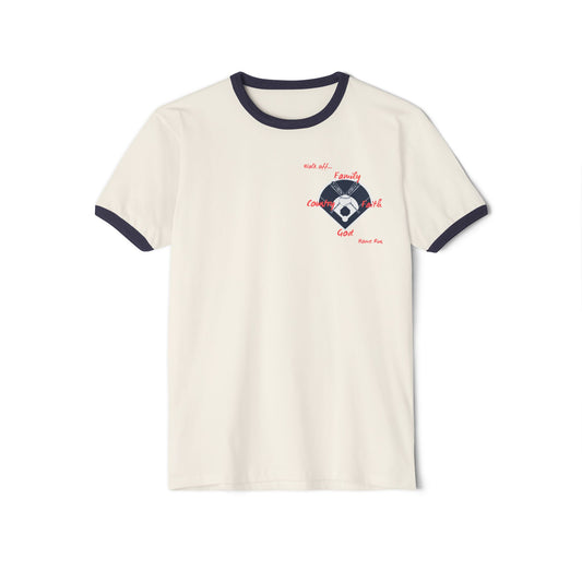Baseball Family and Faith Vibes Ringer T-Shirt