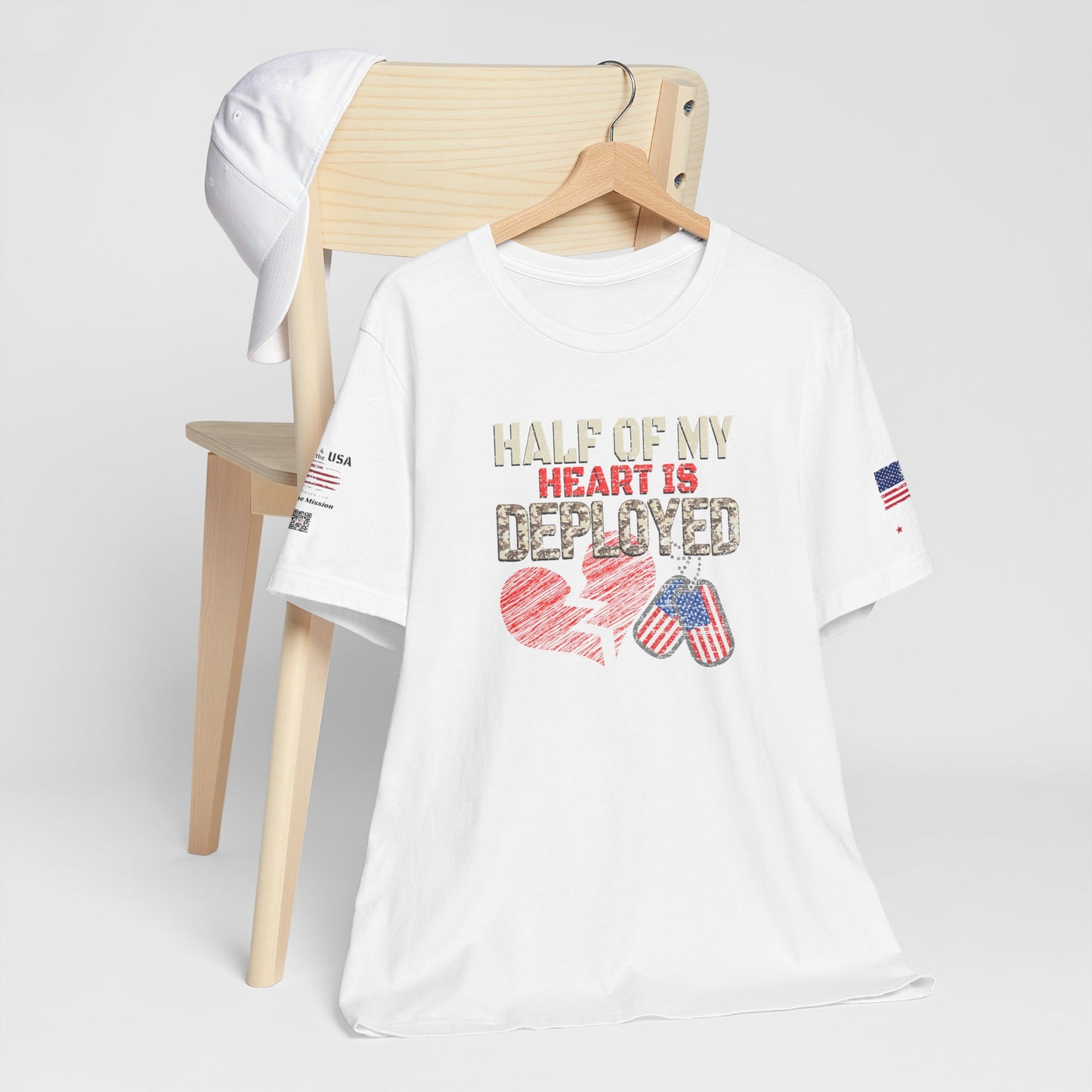 Half of My Heart is Deployed Tee - Military Family Support Shirt, Deployment Gift, Patriotic Apparel, Heartfelt [...]