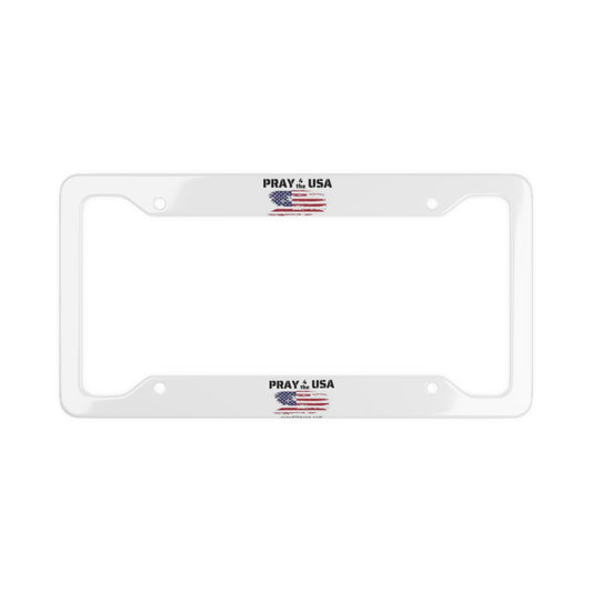 License Plate Frame - Patriotic Pray 4 USA American Flag Design
