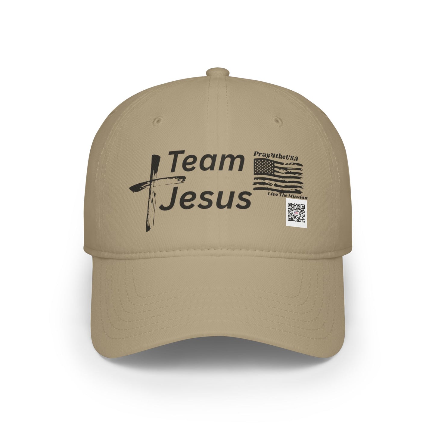 Team Jesus Low Profile Baseball Cap — Faith-Based Christian Hat with Cross & Flag