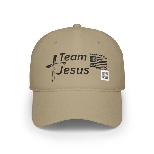 Team Jesus Low Profile Baseball Cap — Faith-Based Christian Hat with Cross & Flag