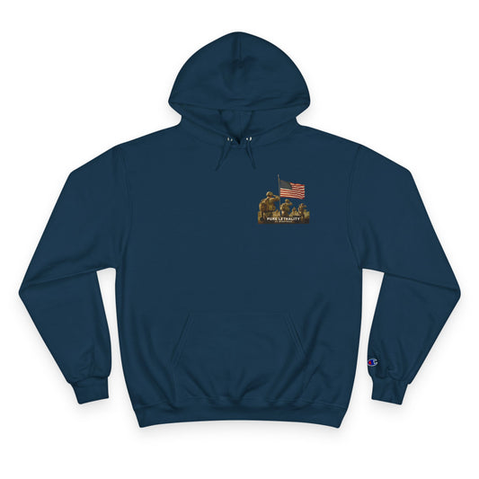 Military Champion Hoodie with American Flag Design