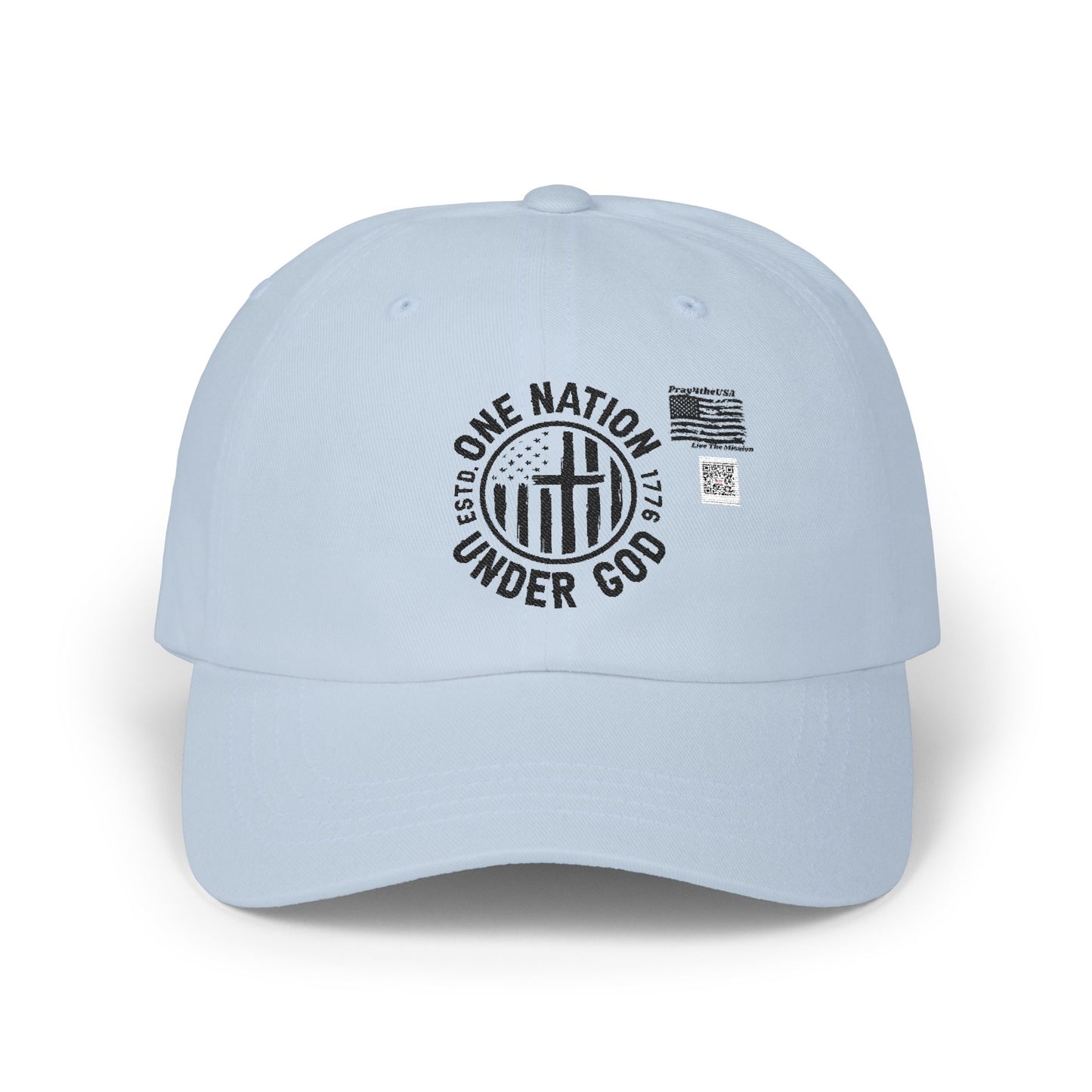 One Nation Under God-Patriotic Dad Cap - Adjustable Classic Baseball Hat with Faith Design