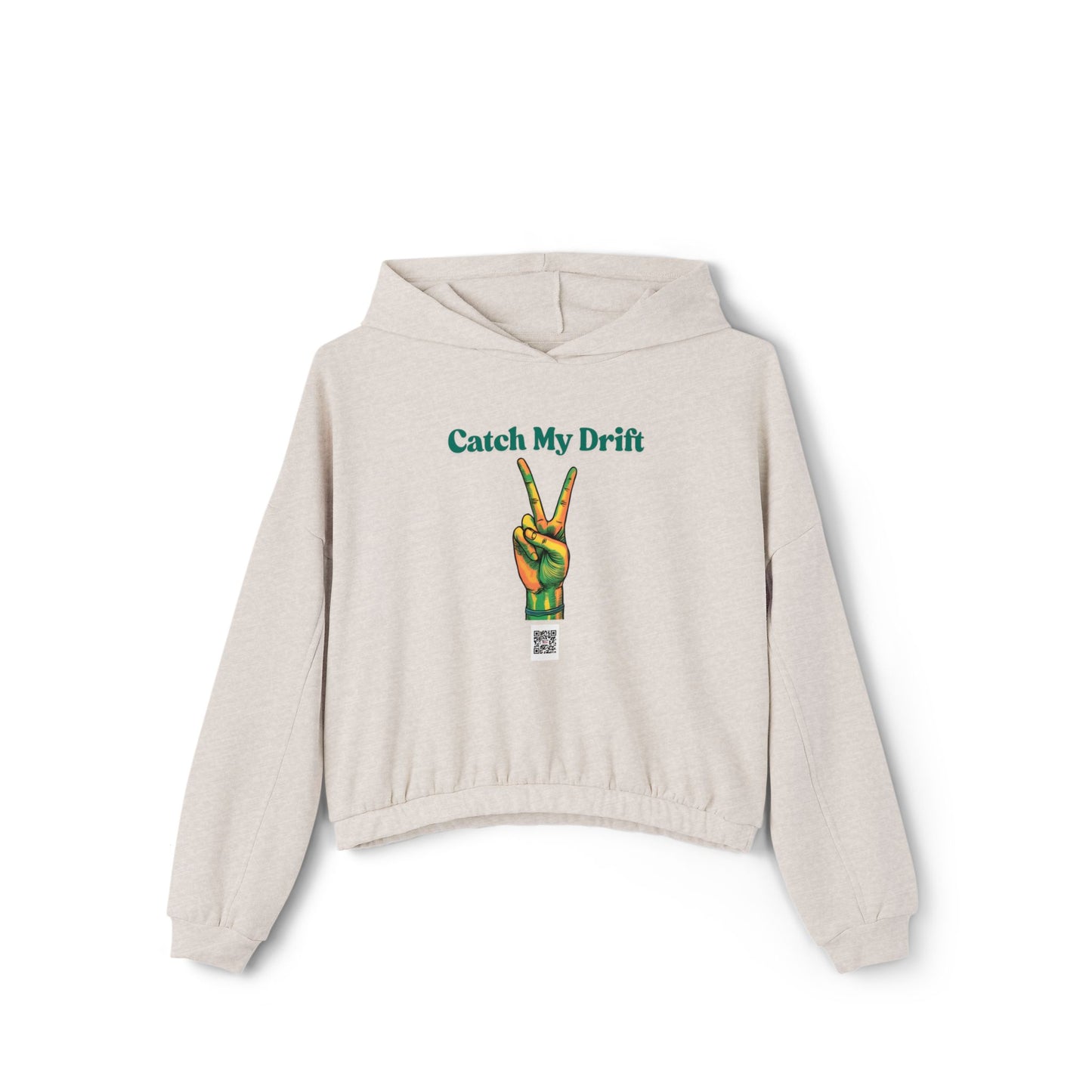 Catch My Drift Women's Cinched Bottom Hoodie, Peace Sign Sweatshirt, Trendy Casual Hoodie, Gift for Her, Cozy Streetwear