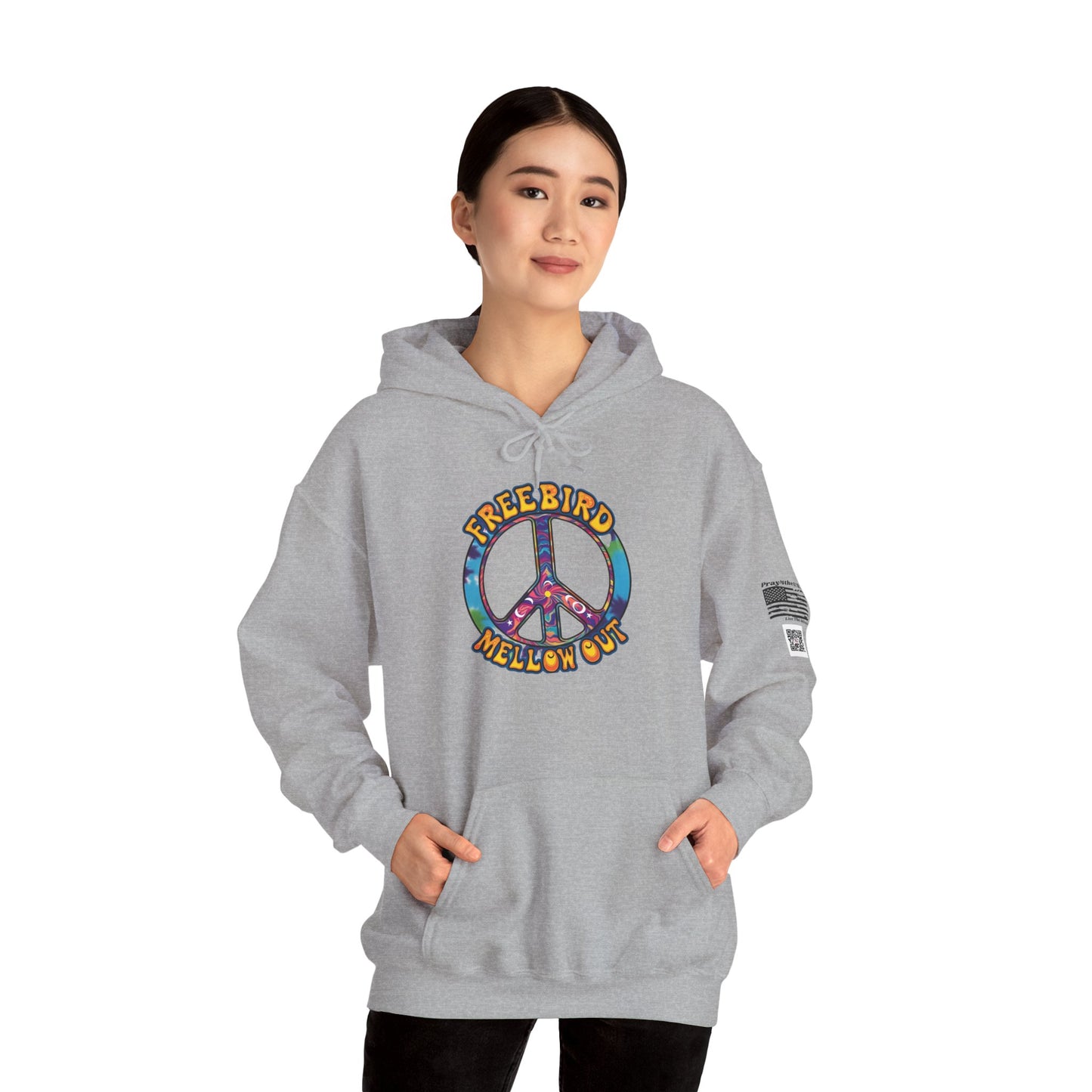 Freebird-Peaceful Vibes Hoodie, Comfortable Sweatshirt for Relaxation, Freebird Chill Out Gift, Cozy Casual Wear, Perfect for Festivals