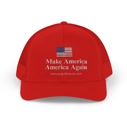 Make America America Again Snapback Trucker Cap - Patriotic Red Hat