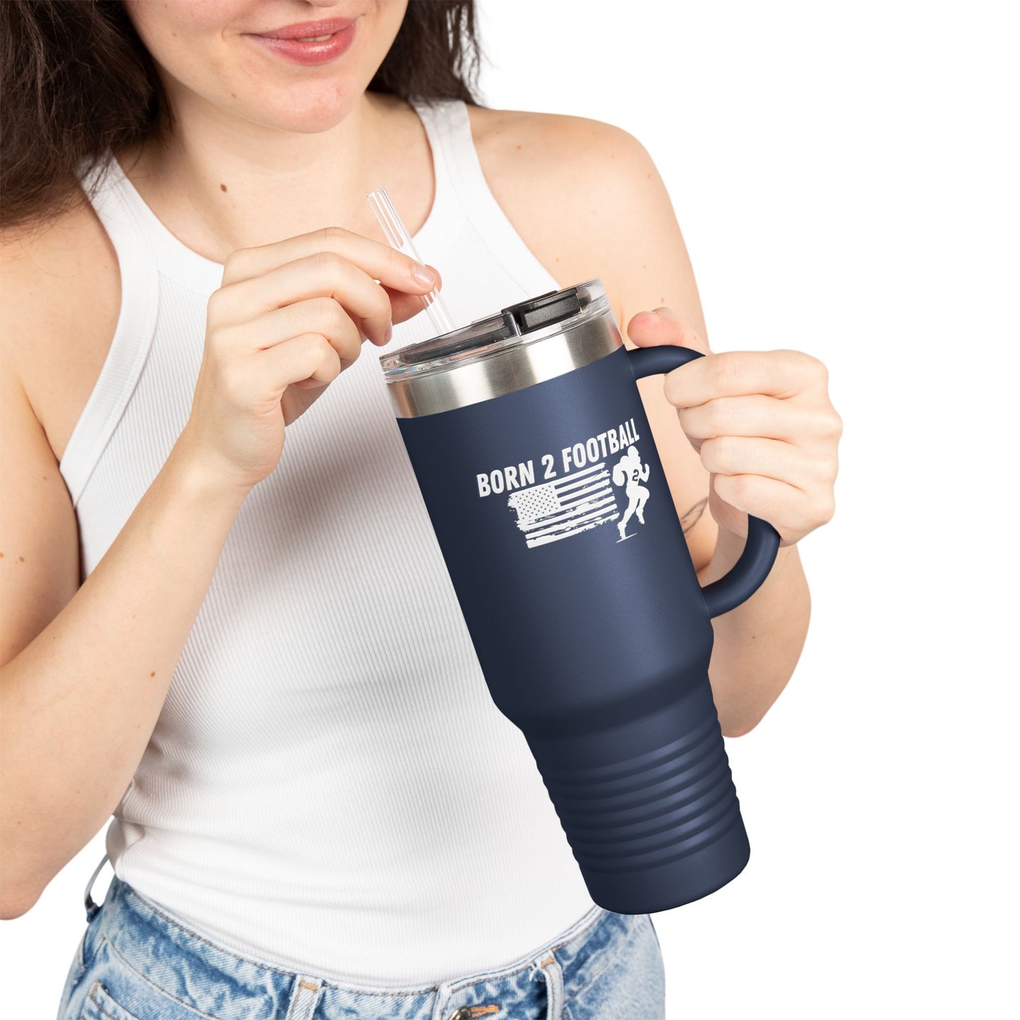 Born 2 Football-Football Insulated Travel Mug | 40oz Sports Cup for Fans