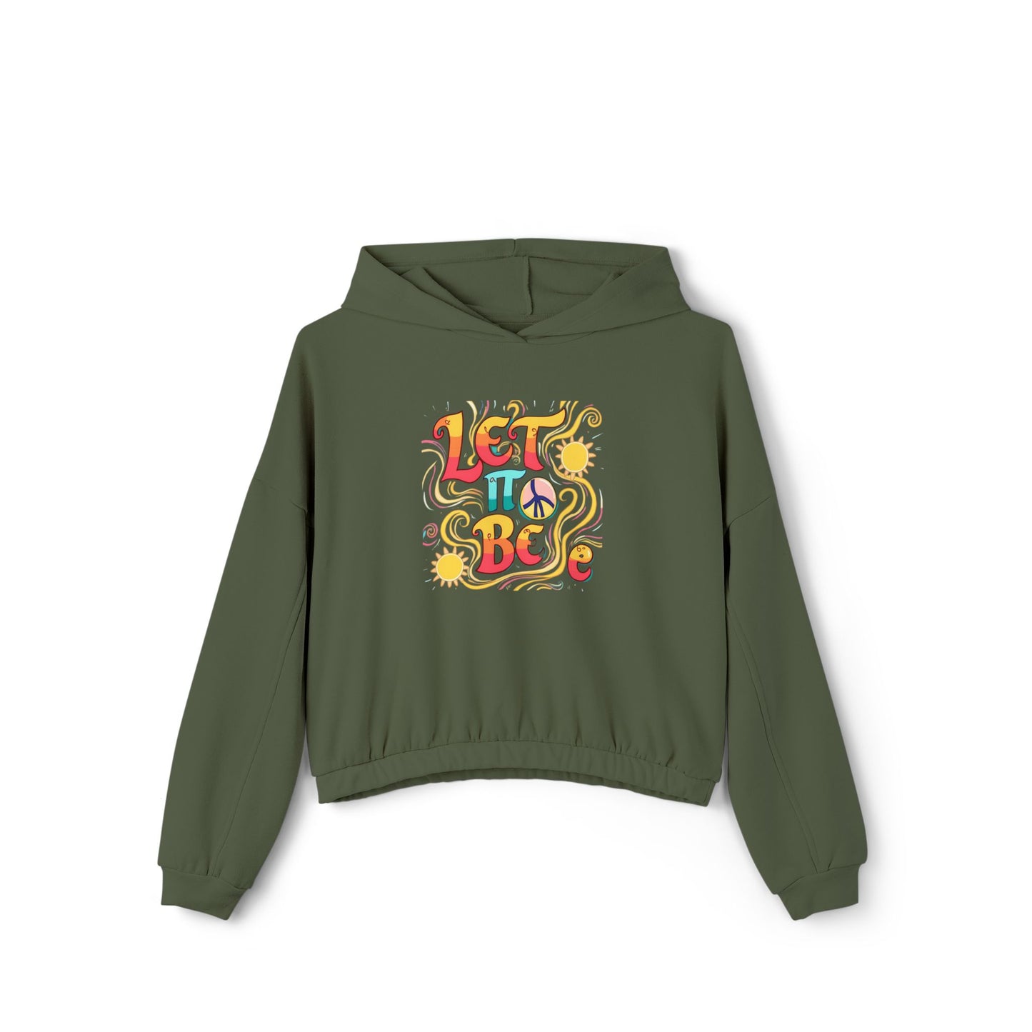 Let it Be-Bohemian Cinched Hoodie, Graphic Hoodie, Casual Wear, Festival Clothing, Gift for Her, Let It Be Design, Cozy Fashion