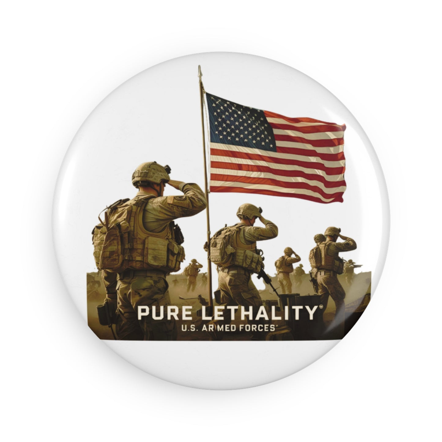 Patriotic Button Magnet - U.S. Armed Forces Pure Lethality Design (1 & 10 pcs)