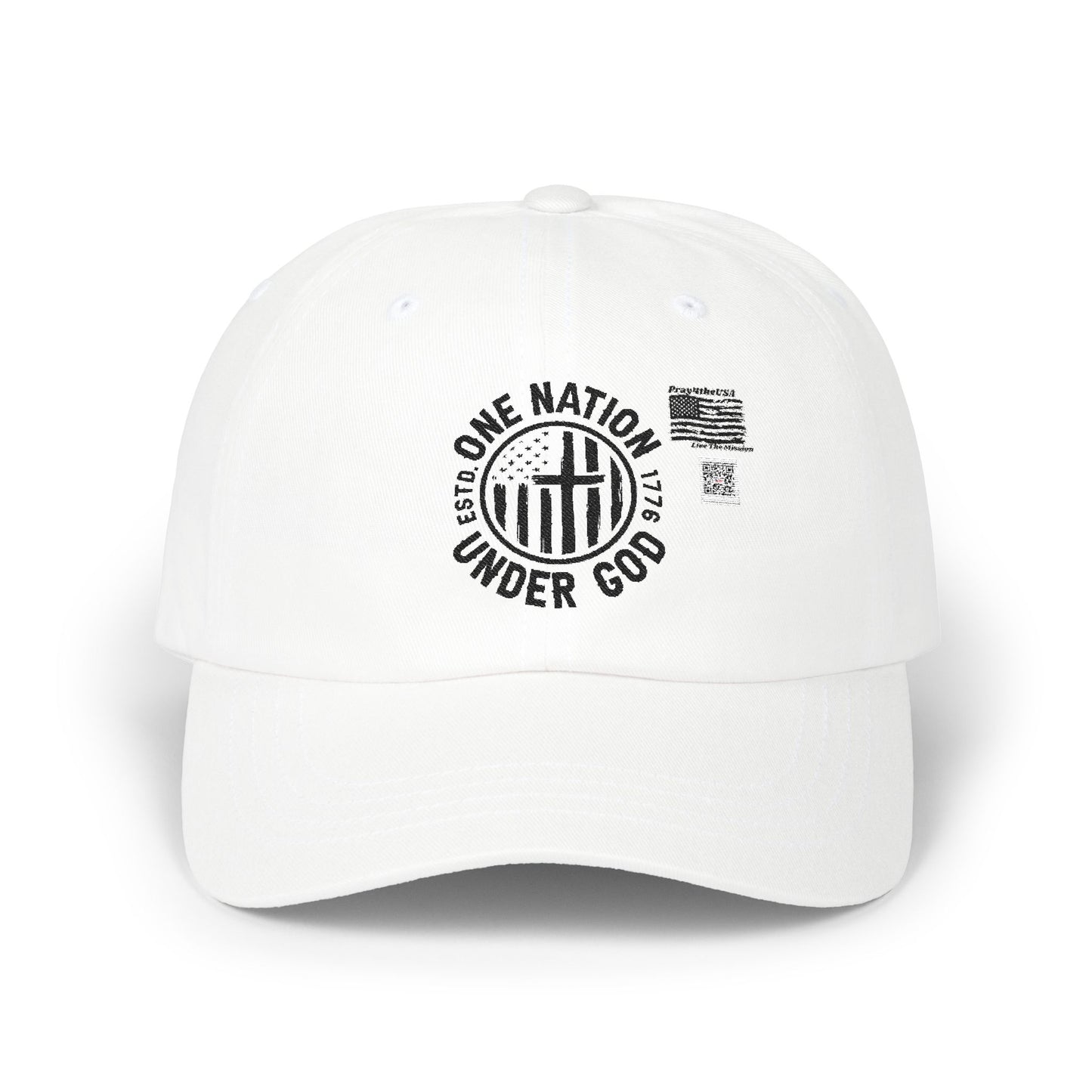 One Nation Under God-Patriotic Dad Cap - Adjustable Classic Baseball Hat with Faith Design