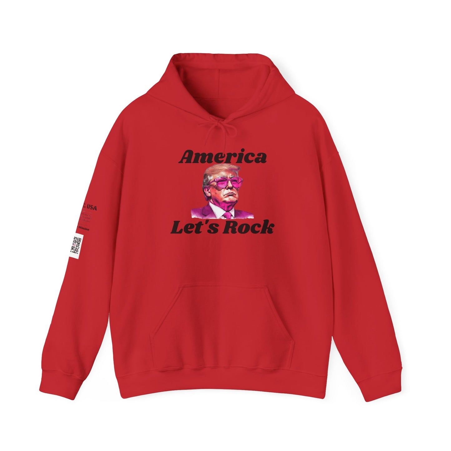 Retro 'America Let's Rock Hoodie - Perfect for Patriots, MAGA, Independence Day, Gift for Him or Her