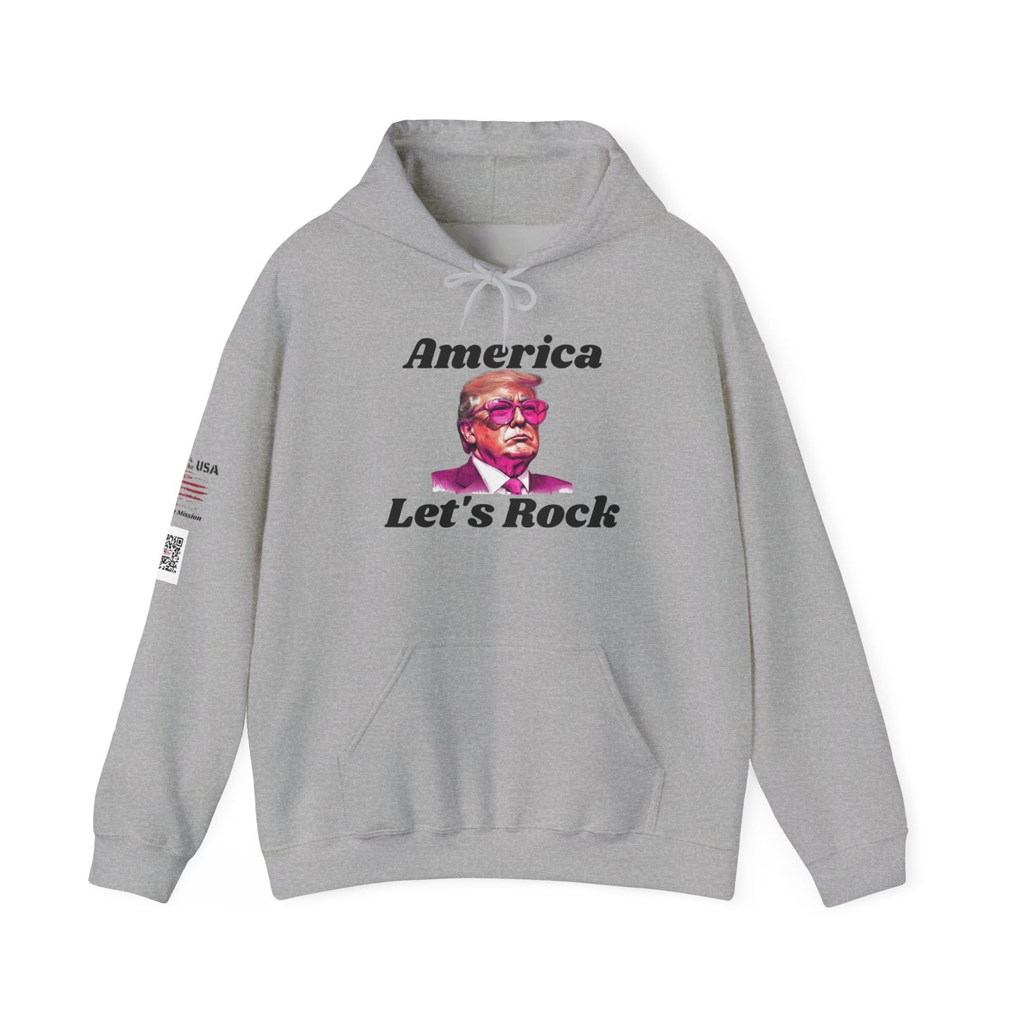 Retro 'America Let's Rock Hoodie - Perfect for Patriots, MAGA, Independence Day, Gift for Him or Her