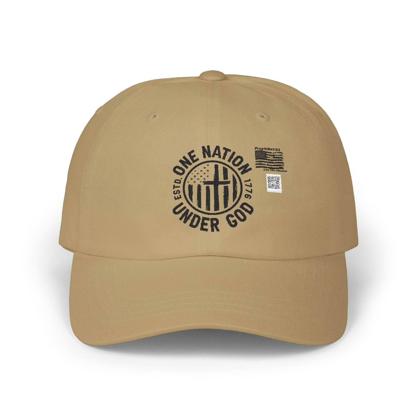 One Nation Under God-Patriotic Dad Cap - Adjustable Classic Baseball Hat with Faith Design