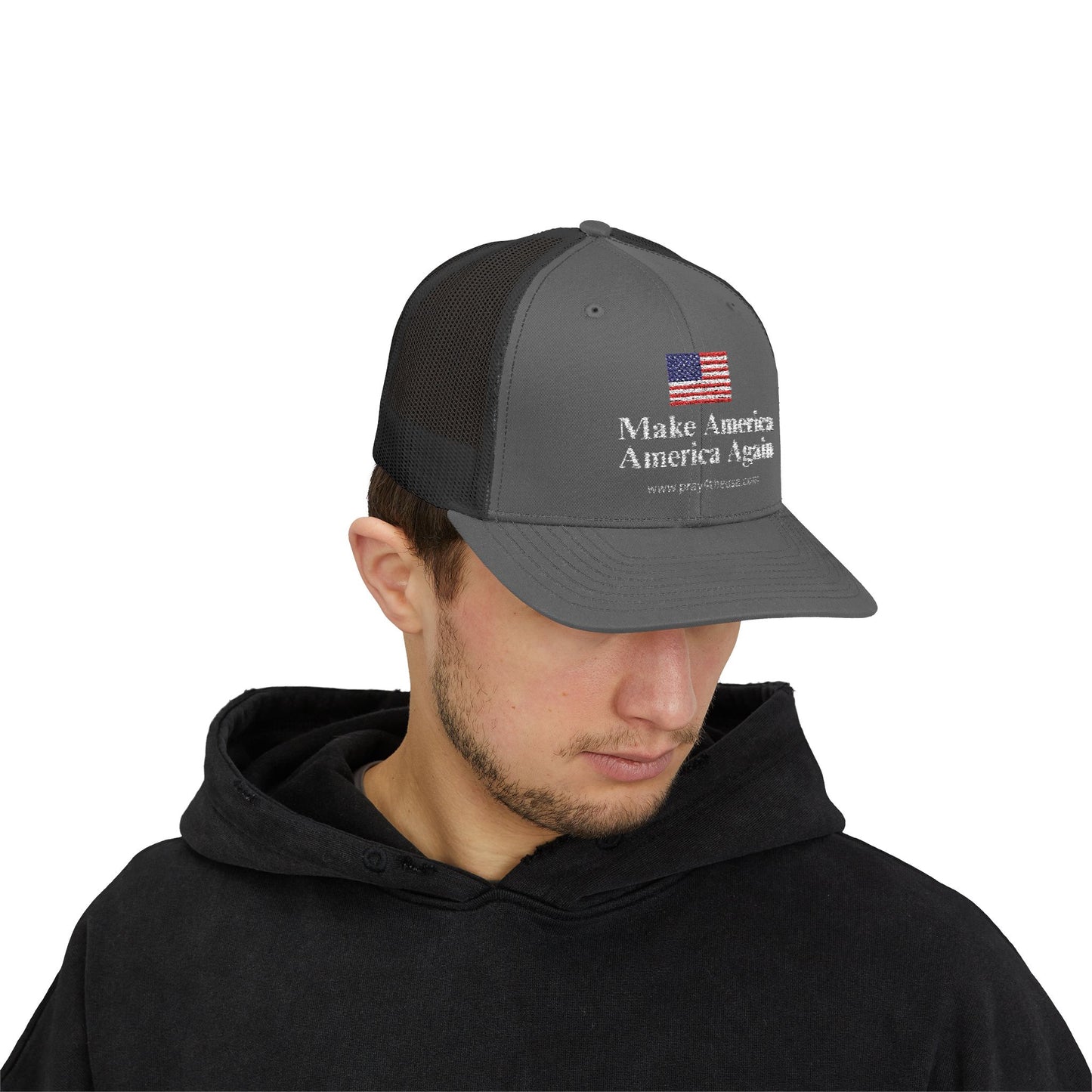 Make America America Again Snapback Trucker Cap - Patriotic Red Hat