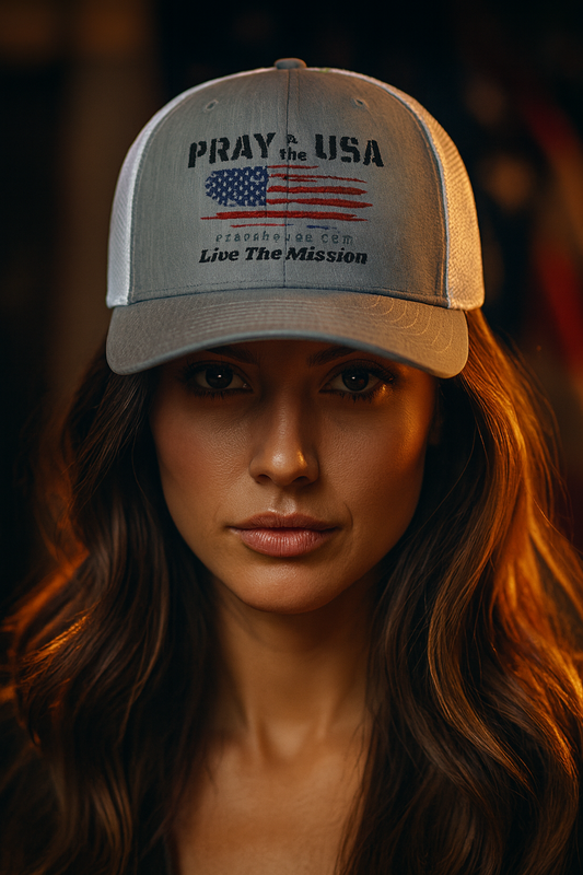 Pray 4 the USA-Live The Mission-Patriotic Snapback Truckers Cap